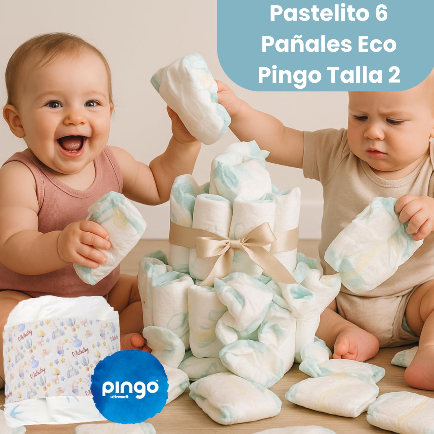Canastilla “Sneakers” – Dou Dou Personalizado, Babero Bandana con Nombre, Mordedor de Madera, Ropita de Punto, Muselina Algodón, Pastel 6 Pañales y Marco Significado Nombre