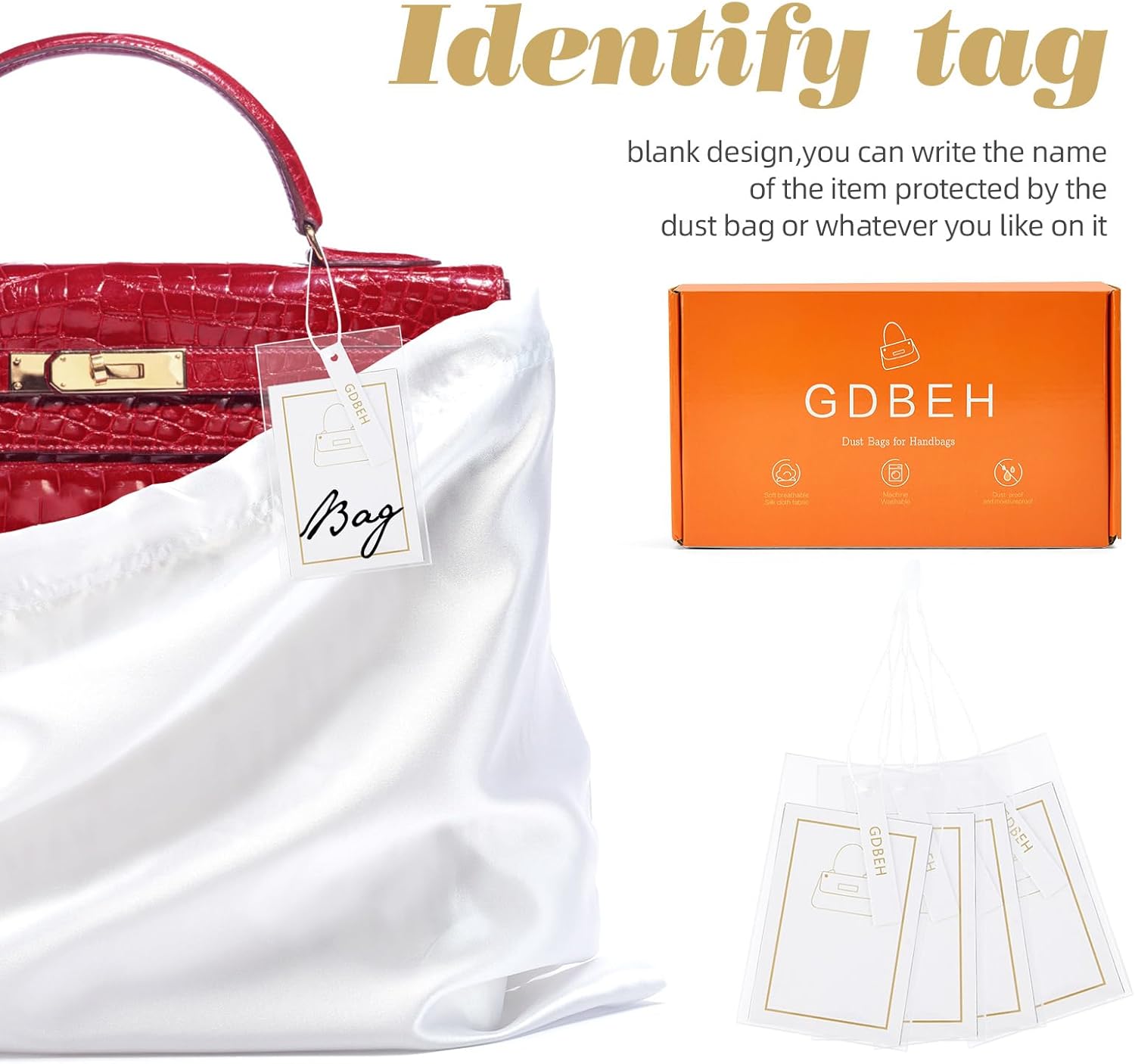 12 Pack Dust Bags for Handbags Travel Storage Pouch Silk Cloth Bag With Drawstring Large Storage Pouch for Handbag Purse Shoes Boots - Image 4