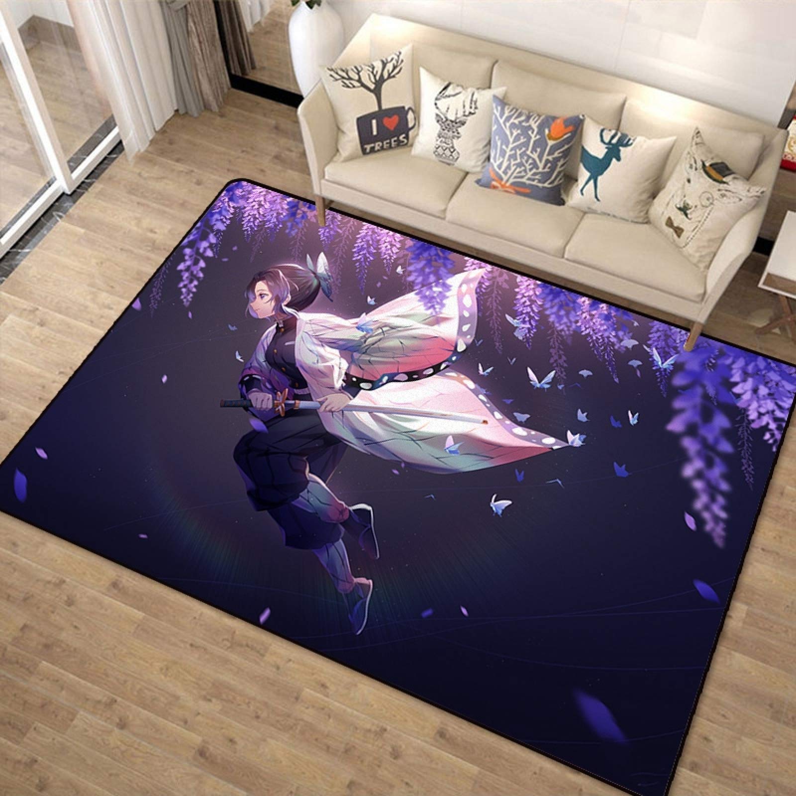 Tapis Demon Slayer 3D Pour Chambre D'enfants - 60x90 Cm - Lavable En Machine - Décoration Salon Ou Chambre - Motif Moderne