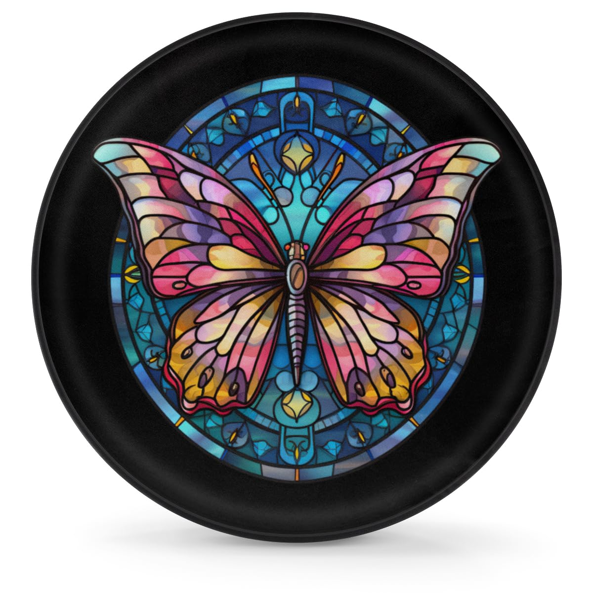 Spare Tire Cover for RV Trailer, Butterfly Black Tire Covers Universal Fit for Travel Trailer Camper Jeep RV SUV Truck Waterproof Wheel Cover (17 inch for Diameter 31” - 33”)