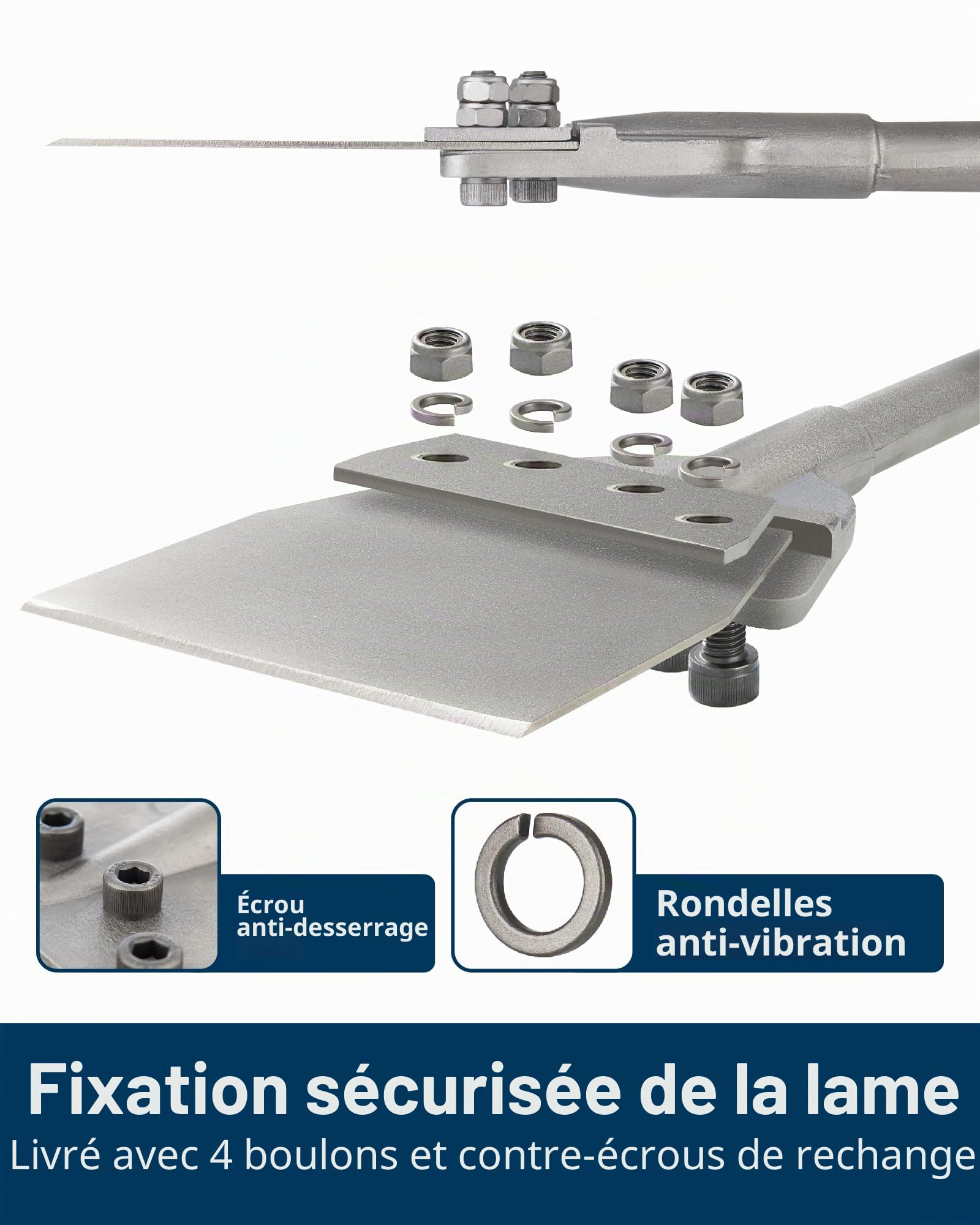 Firecore Plat Burin pour Berforateur Burineur SDS MAX,Grattoir Sol SDS 150mm×635mm avec 4 Boulons et écrous,Burin sds max pour Enlever L'Adhésif Carrelage et Sol, Moquette, Linoléum