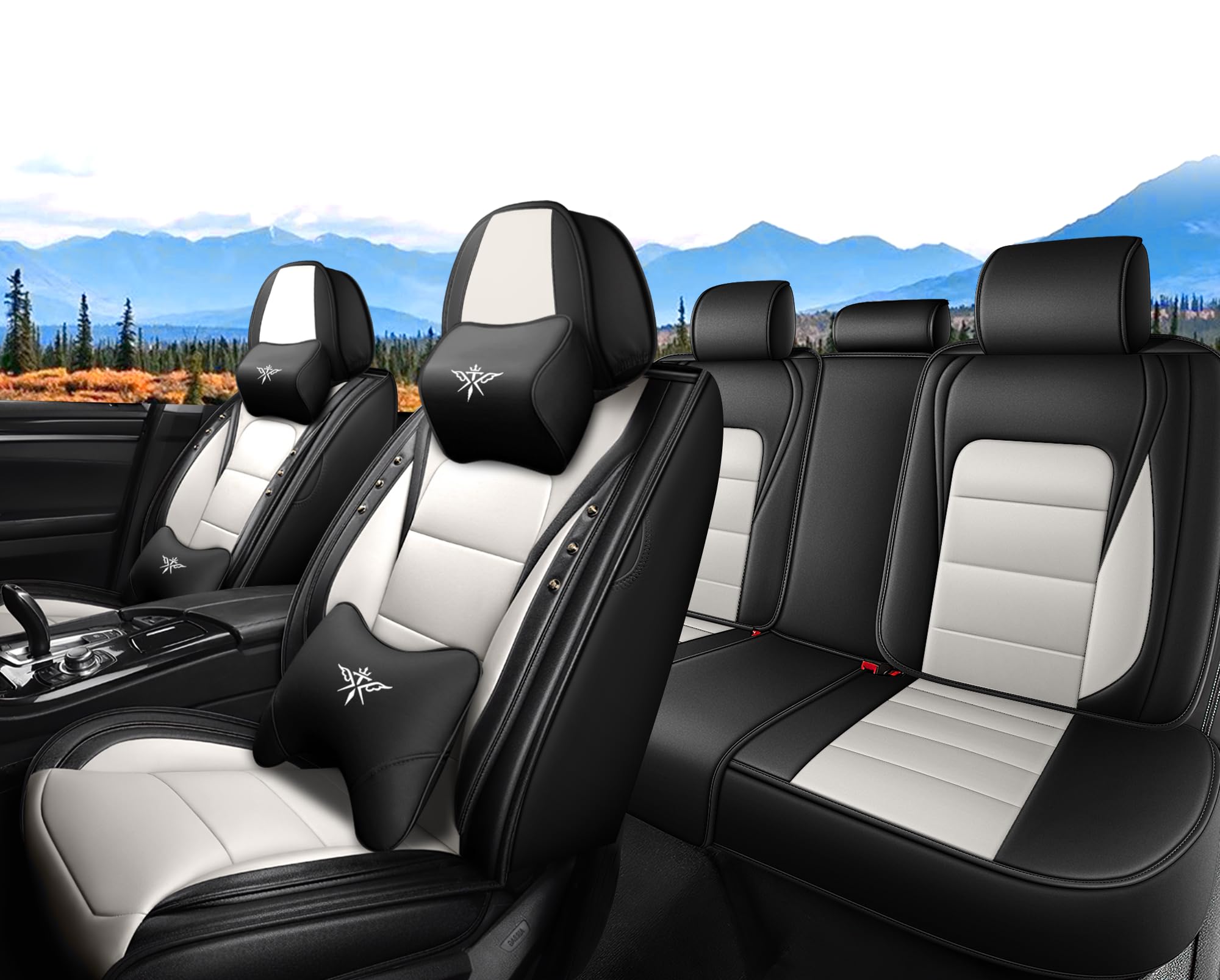 Seat Covers 5 Seats for Land Rover Range Rover Evoque 2005-2025,Luxury Full Set Front and Back Leather Car Seat Cover Full Set,Waterproof car seat Cushion,Vehicle Accessories (White)