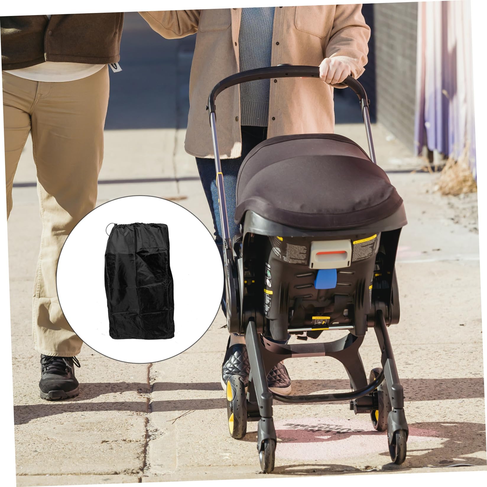Levemolo Borsa da Viaggio per Passeggino, Organizer Leggero per Aereo | Nylon Nero, Due Tracolle e Chiusura Coulisse Bloccabile, per Tragitti Lunghi e Custodia Sicura