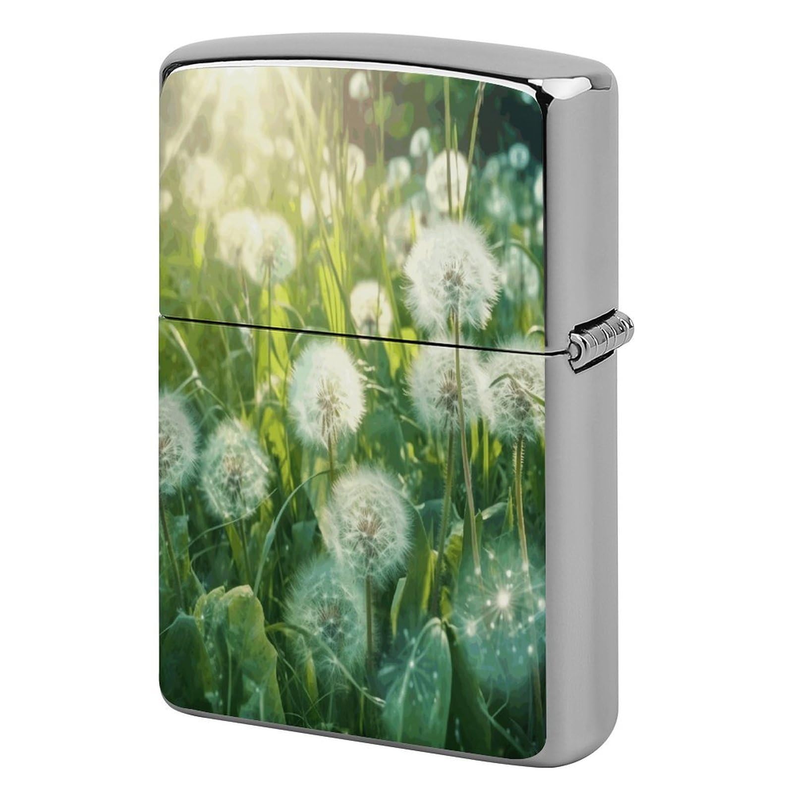 Fekiloot Style Dandelions On The Grass Lighter Case Cover Metal Lighter Case