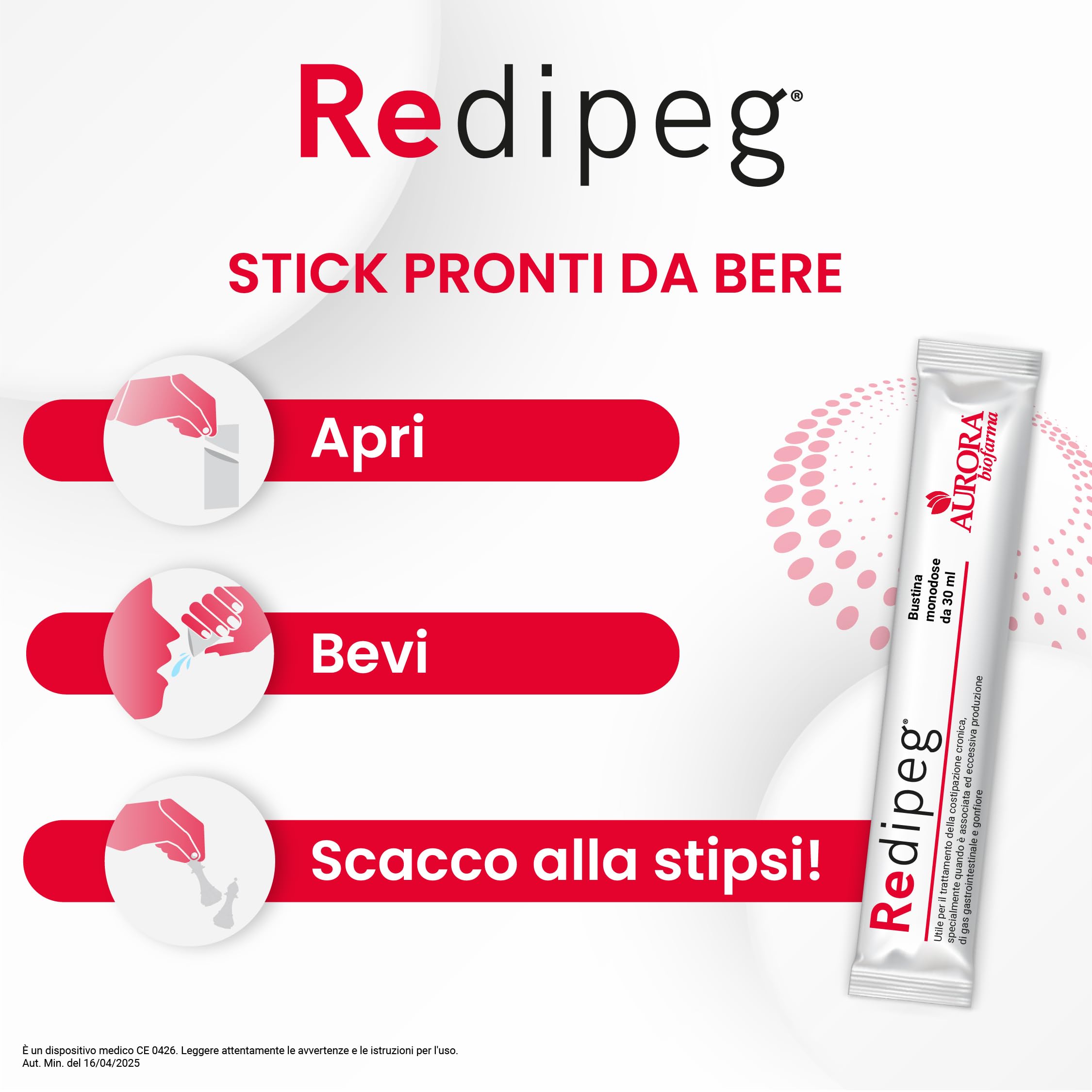 Aurora Biofarma - Redipeg Dispositivo Medico per la Stitichezza 20 Stick Pack 30ml