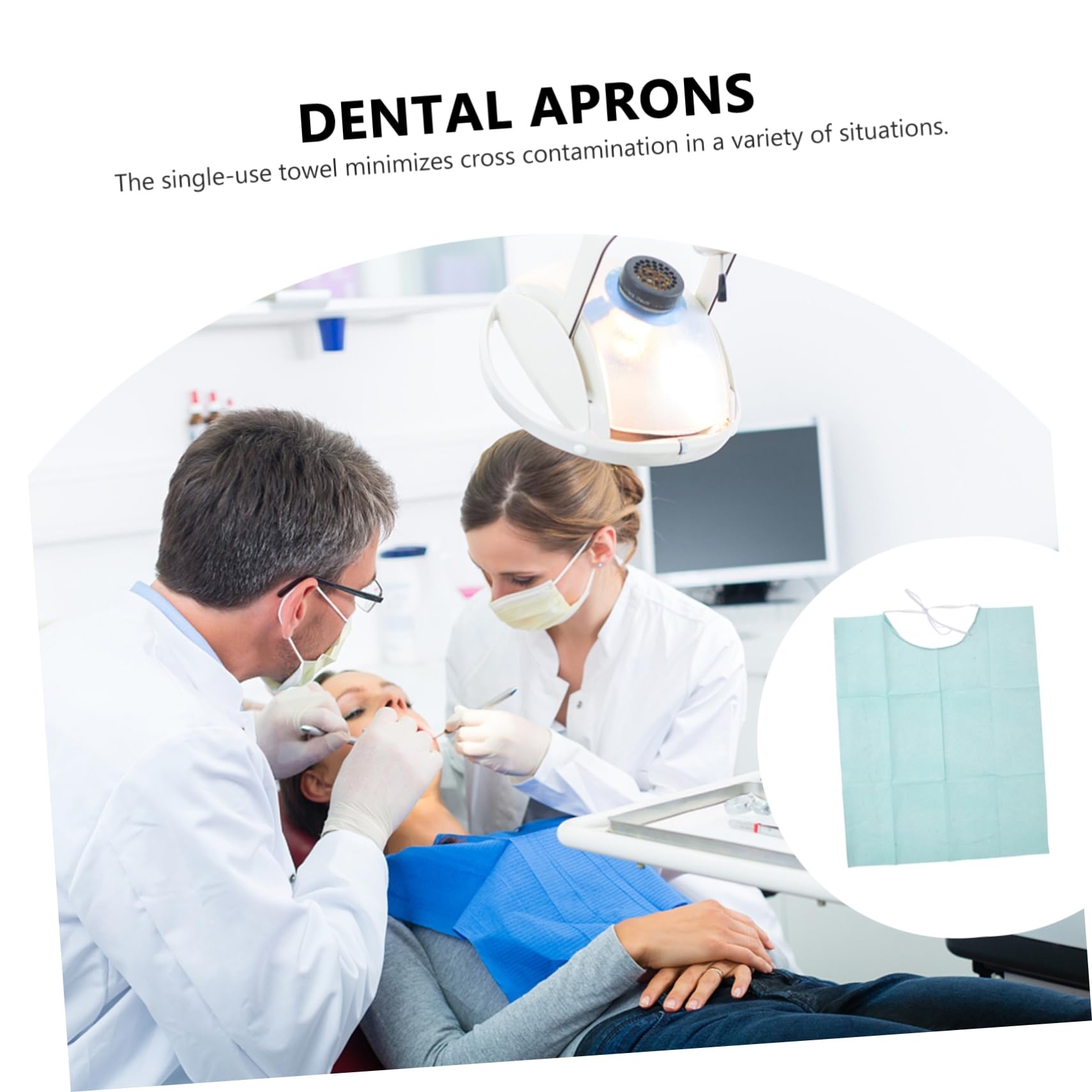 Bavoir Dentaire Jetable Protection L’imbibition et Absorption de Salive, Écharpe Buccale en Papier et Plastique pour Usage Dentaire, Lot de 30 Pièces