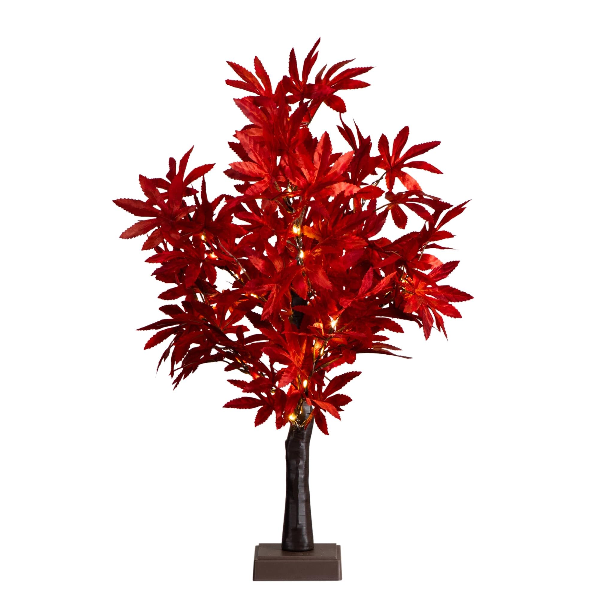 Nearly Natural 2ft Pre-Lit Red Autumn Maple Artificial Fall Tree with 50 Warm White LED Lights