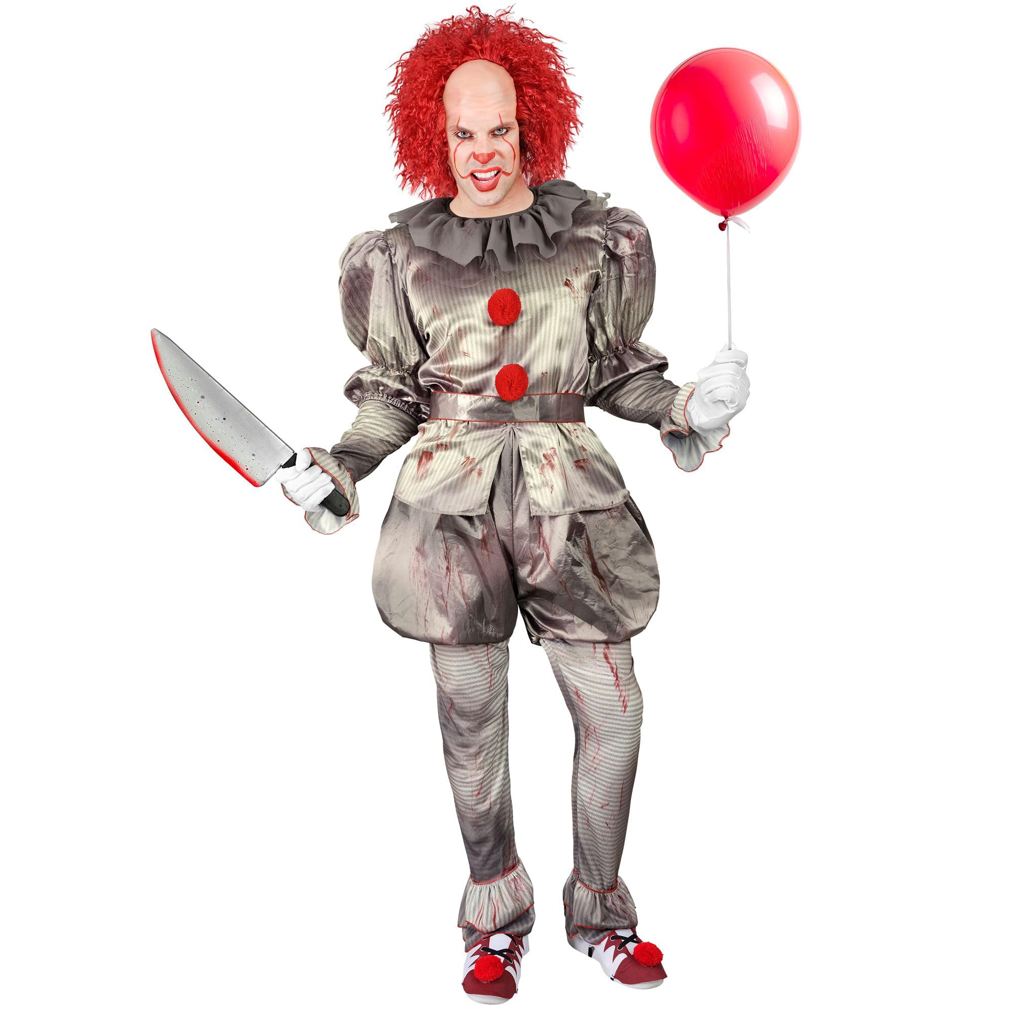 W WIDMANN MILANO Party Fashion - Killer Clown, Psychopath, Horror Clown, Halloween Fancy Dress Costume