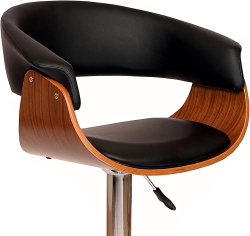 Miniatura 4 de Armen Living Taburete giratorio Paris en piel sintética negra y acabado cromado