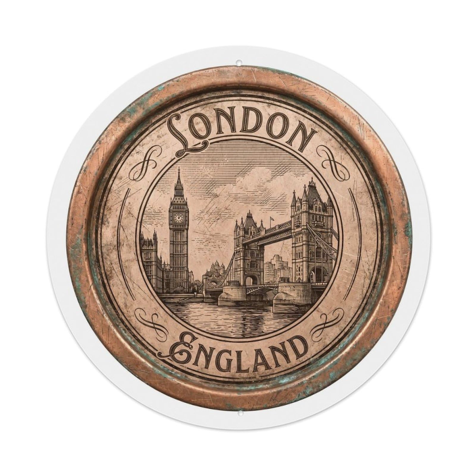 Vintage Travel London Skyline England Metal Tin Sign