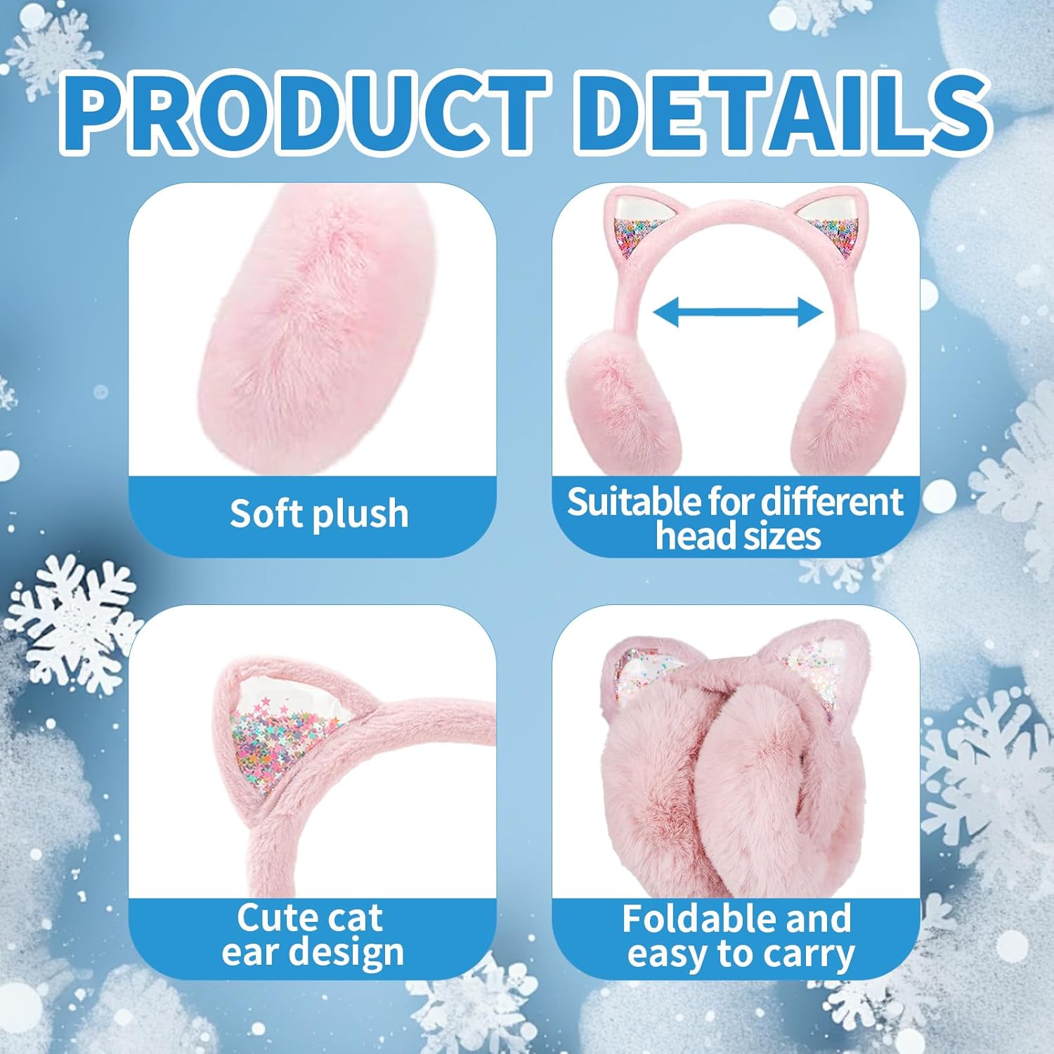 Cute Animal Ear Muffs Winter Warm Fluffy Cat Ear Earmuffs Cozy Ear Warmers for Girls Boys Kids Children Outdoor - Image 3