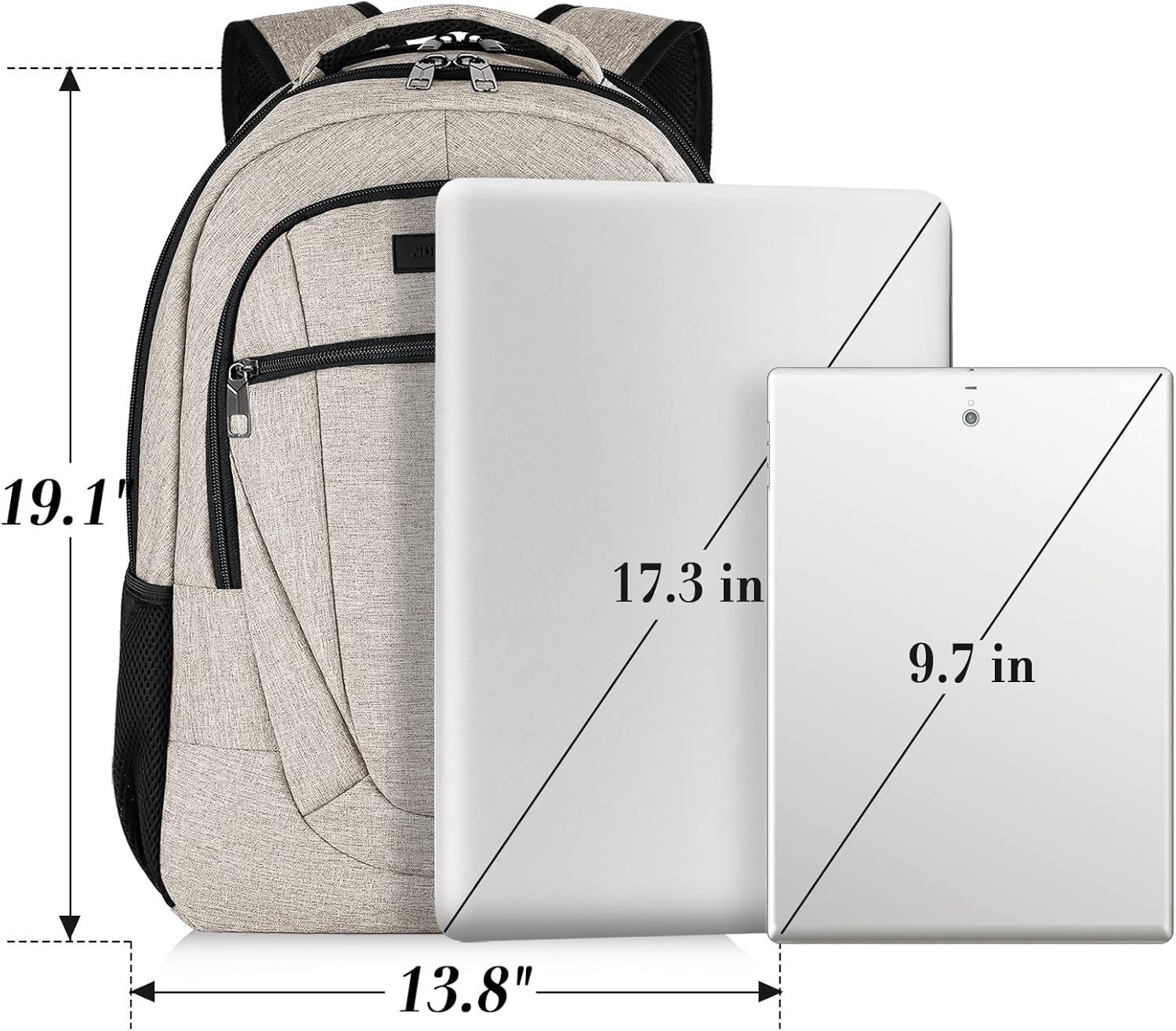 BIKROD Backpack for Women and Men, Extra Large School Backpacks for Teens, Water Resistant Back Pack with USB Charging Port Fits 17 Inch Laptop, Business Anti Theft Sturdy Computer Bag Gifts, Beige - Image 7