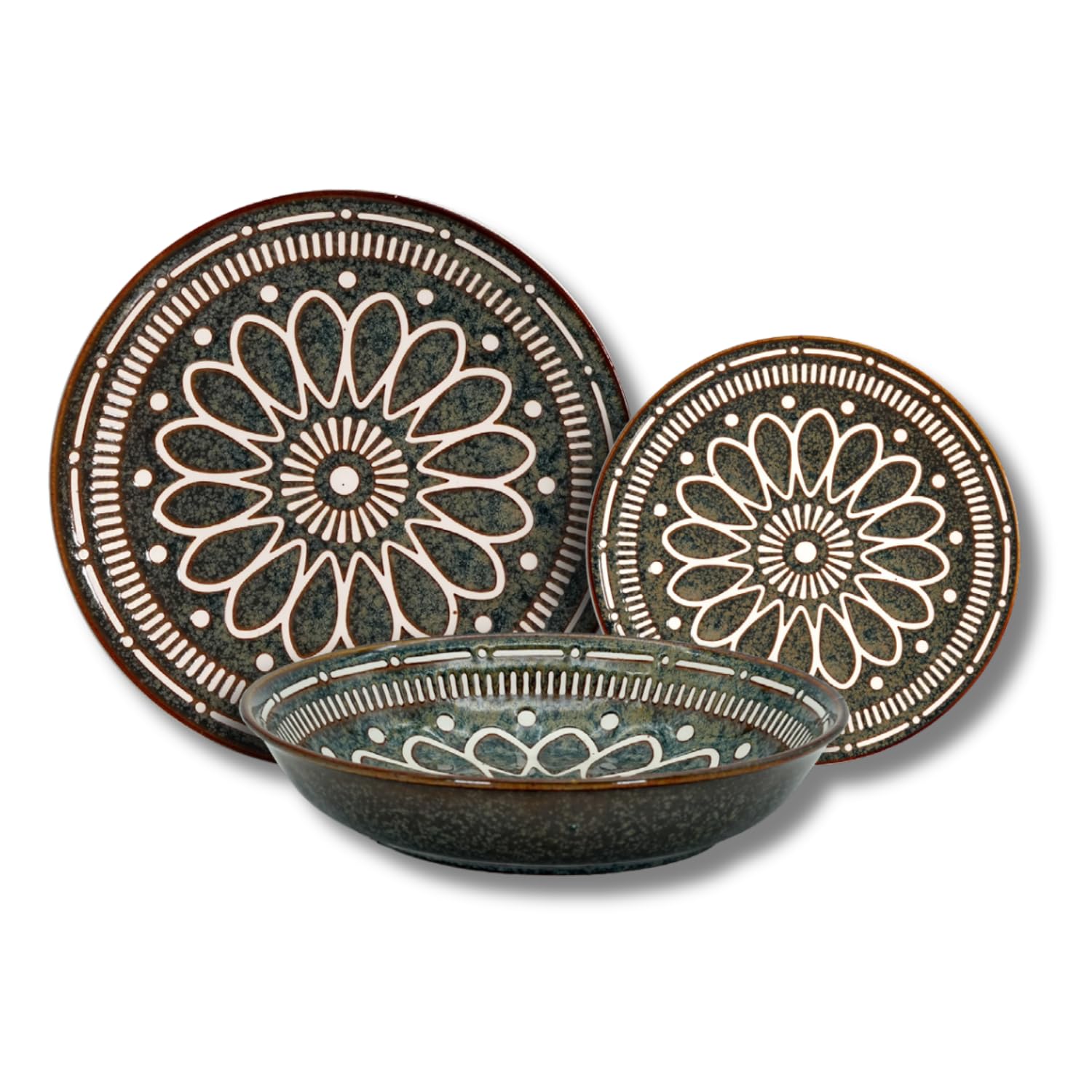 Piatti Porcellana Set 12 Pezzi per 4 Persone Rabat Plate Servizio Elegante Dettagli Raffinati Adatto a Lavastoviglie Forno e Microonde (12 Pezzi)