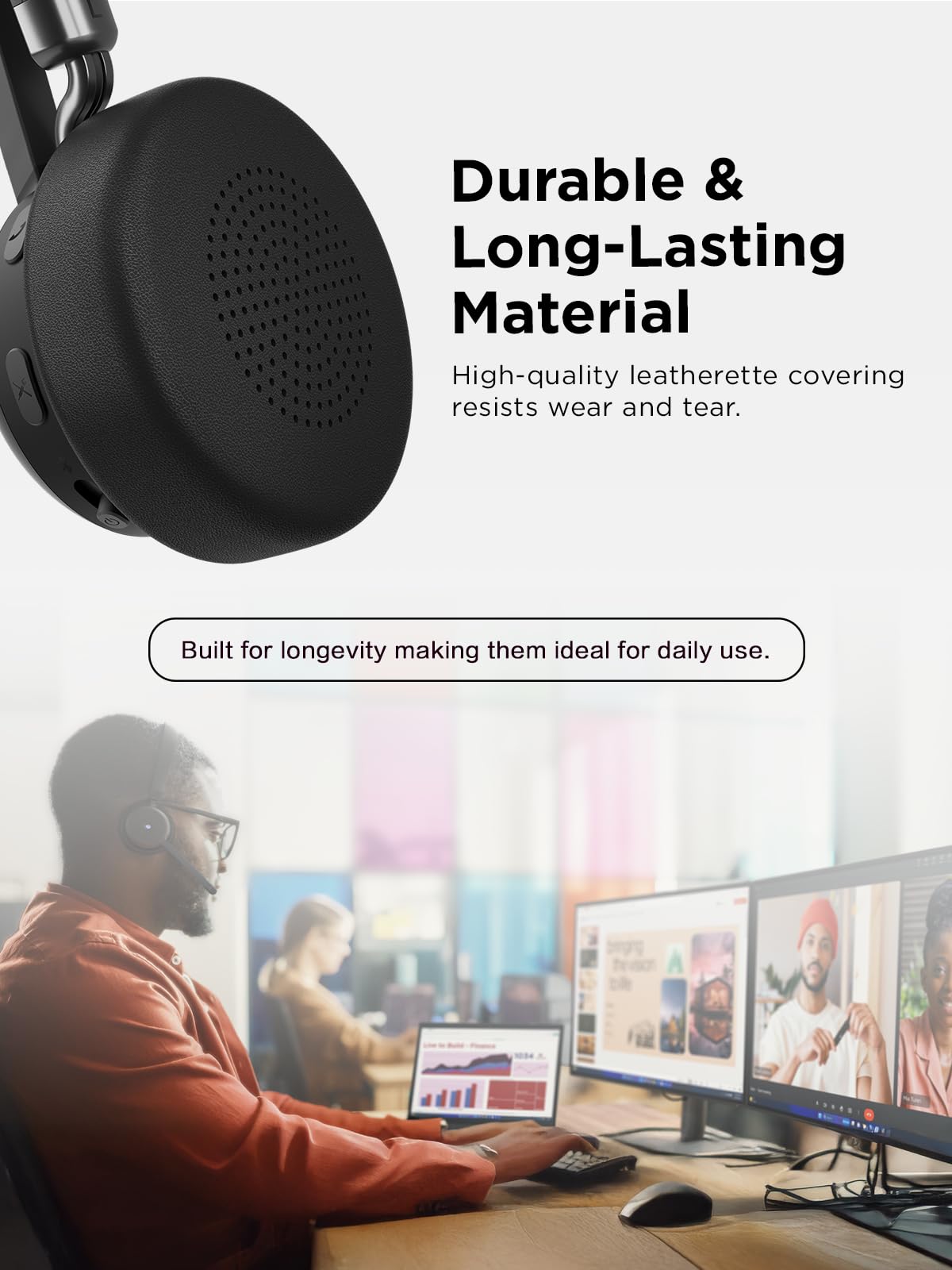 Coussinets de Rechange pour Casque sans Fil Lenovo - 5 Ensembles (10 pièces) - Mousse à mémoire de Forme - Noir