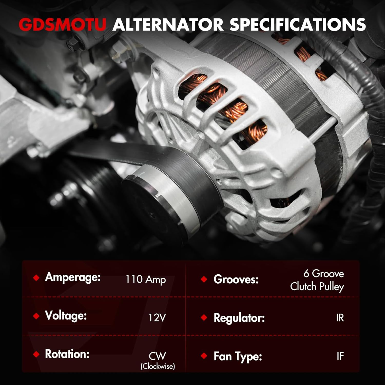 Alternator Fit L4 2.5L for Nissan for Altima 2007-2013 for Sentra 2007-2012 for Rogue Select 2014-2015, High Output Alternator 11258 23100-JA02A AVA0074