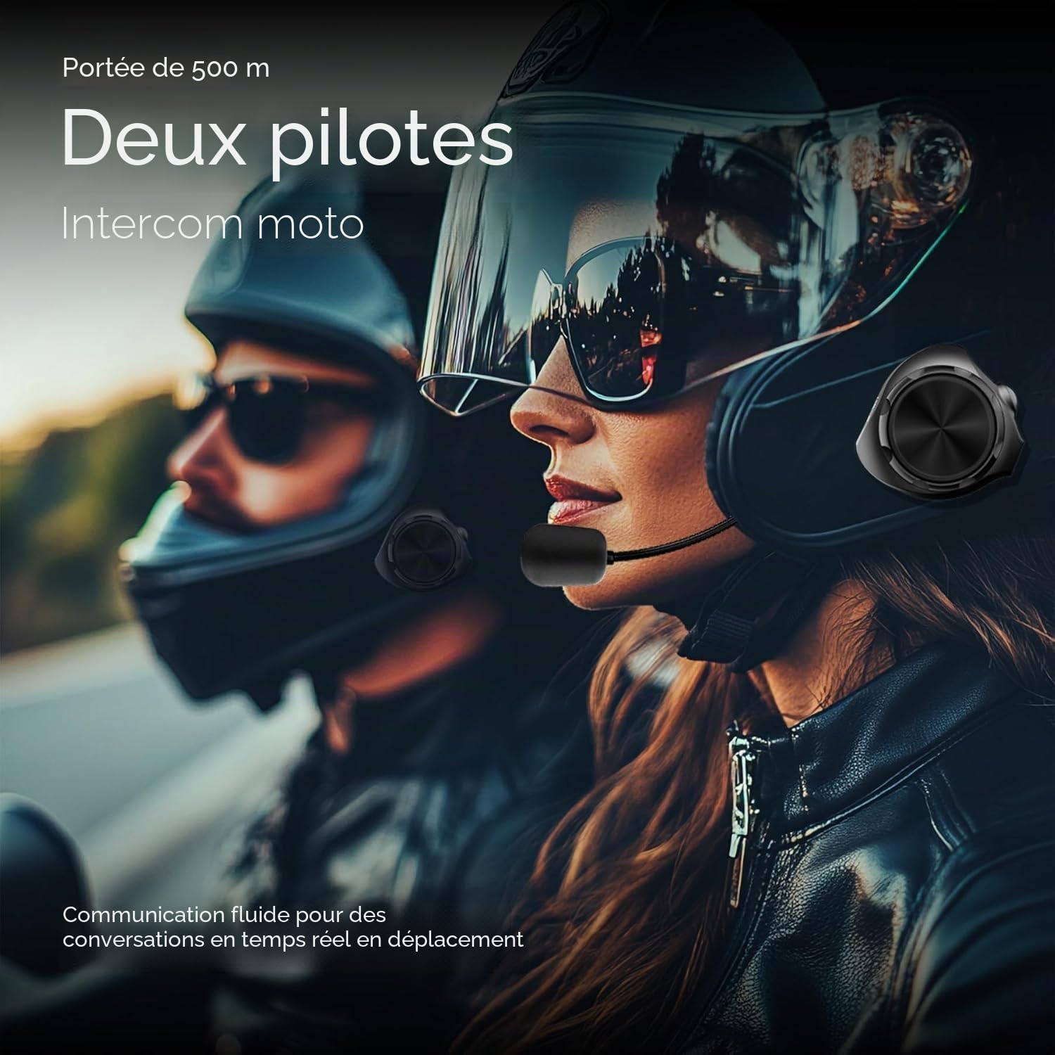 Kit Bluetooth Casque Moto Y3, Intercom Moto pour 2 Personnes avec Étanchéité IP67 et Haut-Parleurs Hi-FI, Idéal pour ATV/Motoneige (2 Pièces)