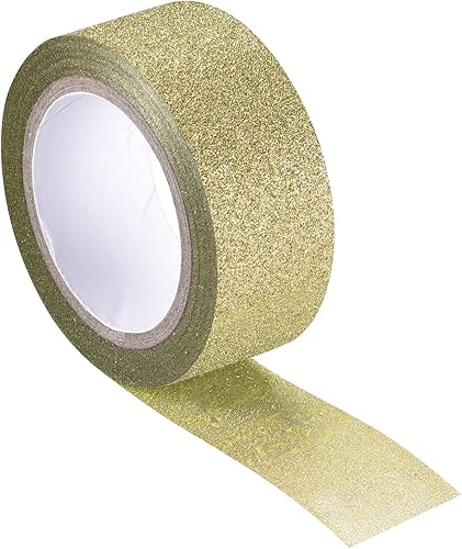 Miniatura 1 de MECCANIXITY Cinta de purpurina de 0.6 pulgadas x 16.4 pies, cinta decorativa autoadhesiva para manualidades, tono dorado, 0.6in x 16.4ft para