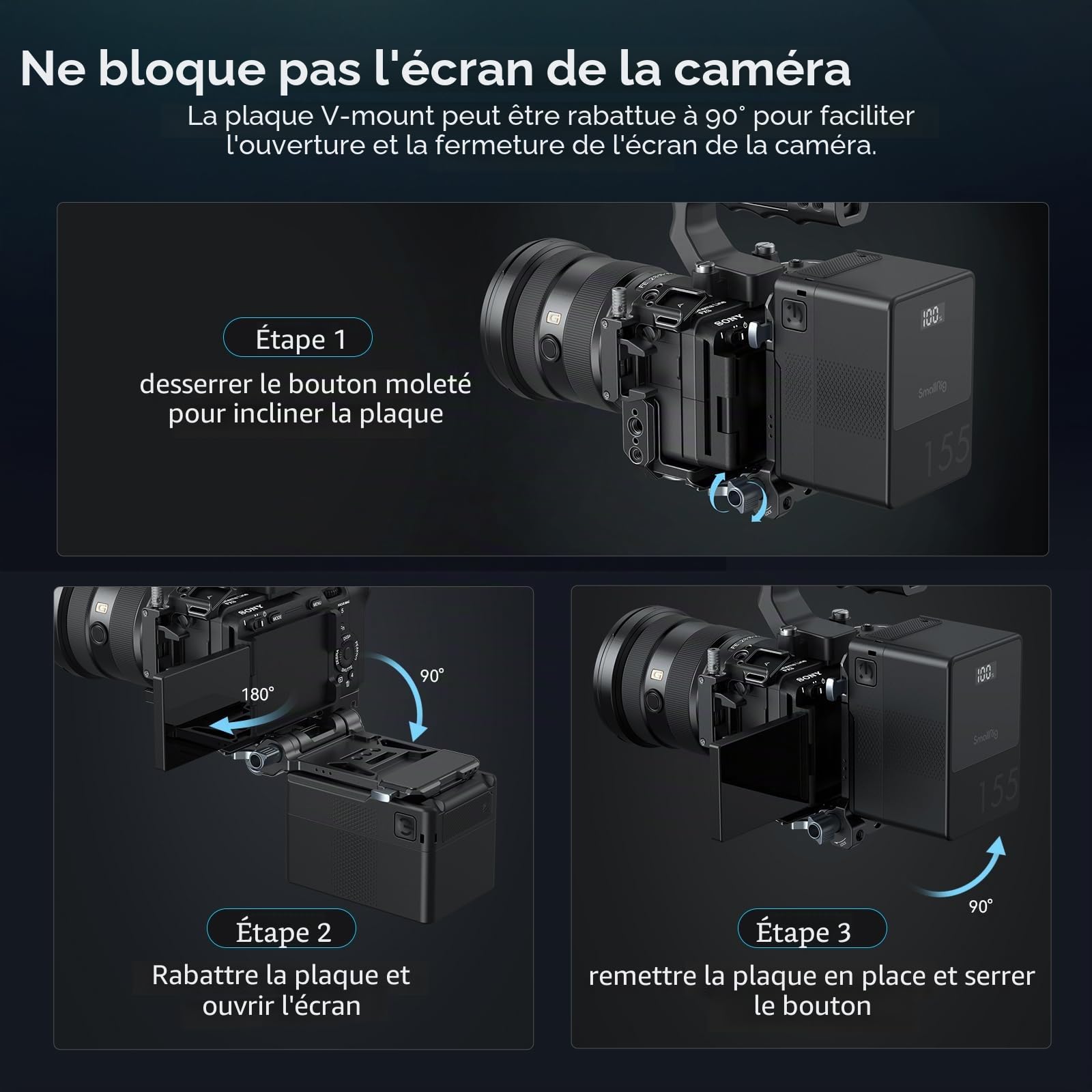 SMALLRIG Batterie V Mount VB99, Mini Batterie 99 Wh / 6800 mAh avec PD 100 W USB-C Charge Rapide, avec Plaque de Batterie V-Mount pour Appareil Photo Reflex numérique, caméscope, Trépied - 5048