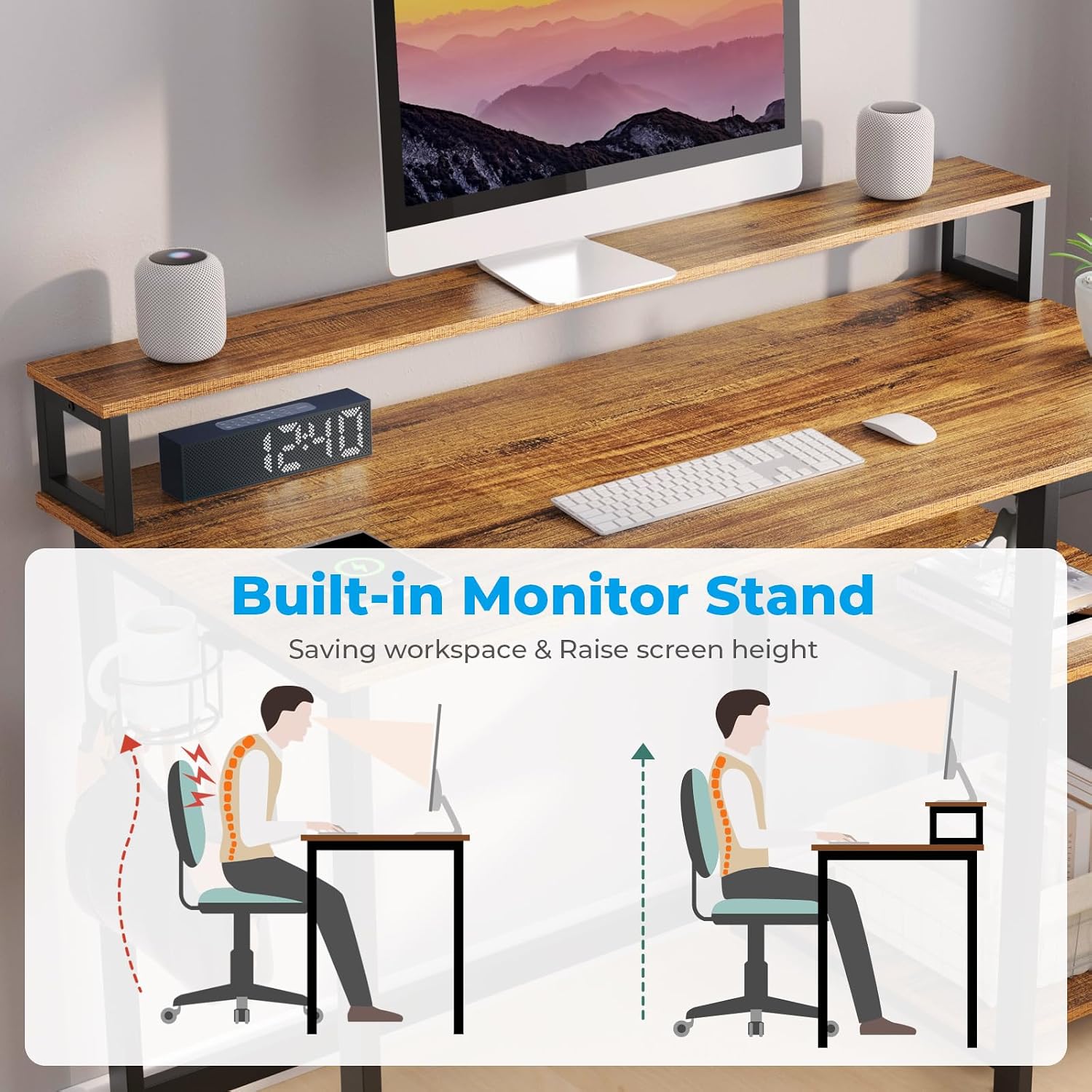 Diagram showing the dimensions of the GreenForest Computer Desk