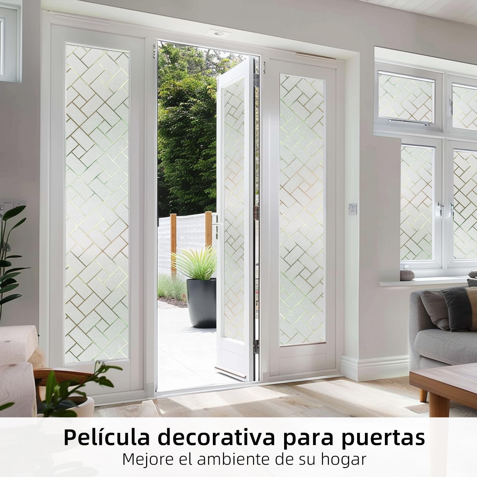 Qualsen Vinilos para Cristales Vinilo Ventana Privacidad Vinilos Ventana Opaco Decorativos Cristales No Adhesión Estática Anti UV para Dormitorio, Cocina Oficina (Blanco, 90x300cm)
