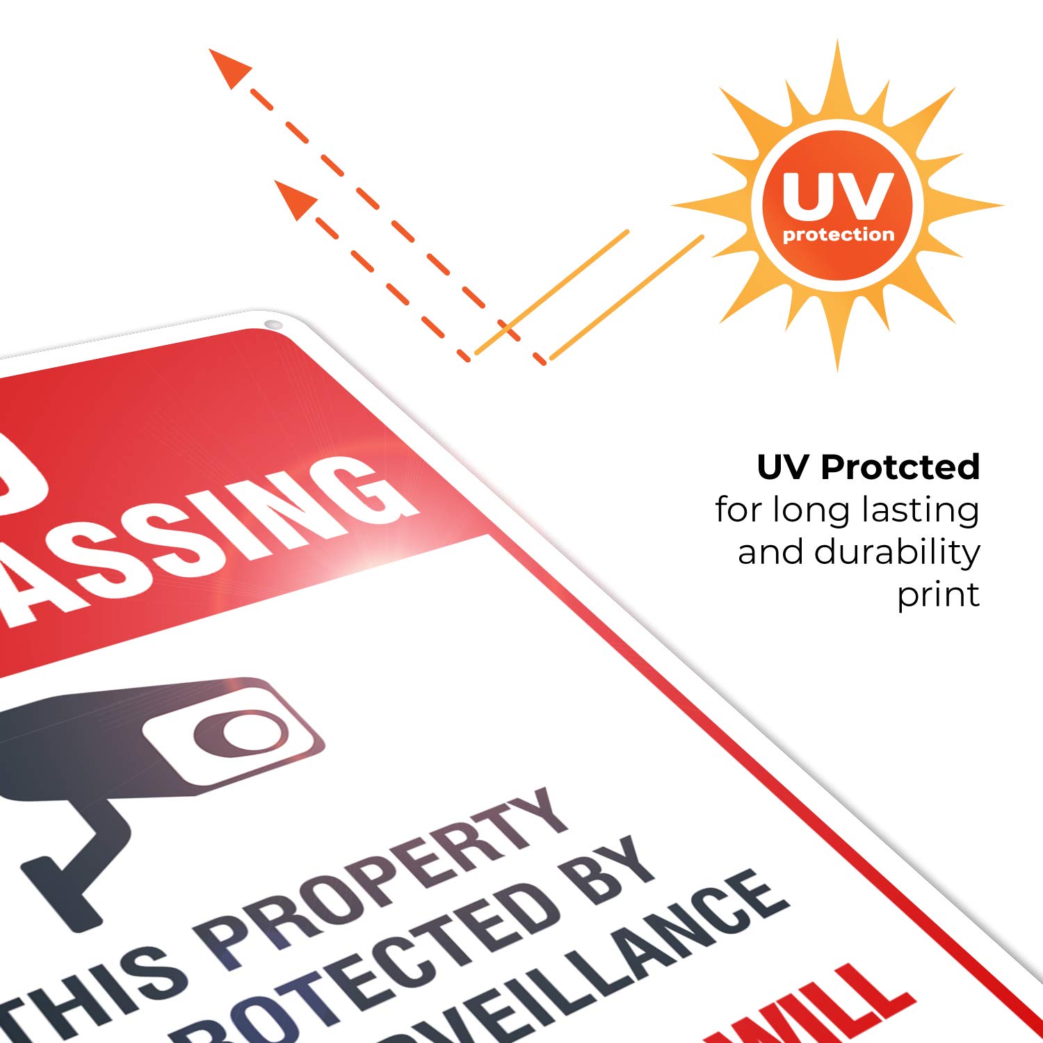 Black Friday - 80% OFF Video Surveillance No Trespassing Sign, CCTV Security Camera, 10x14 Heavy 0.40 Aluminum, UV Protected, Weather/Fade Resistant, Easy Mounting, Indoor/Outdoor Use, Made in USA by Sigo Signs