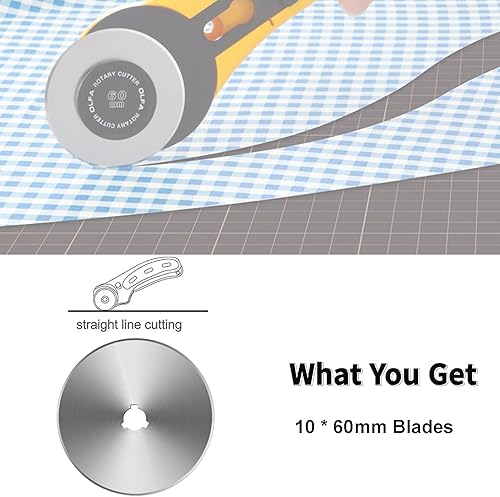 Miniatura 37 de Cuchillas de corte rotativas de 1.772 pulgadas, paquete de 10 cuchillas de repuesto para Fiskars, OLFA para acolchar, álbumes de recortes, costura