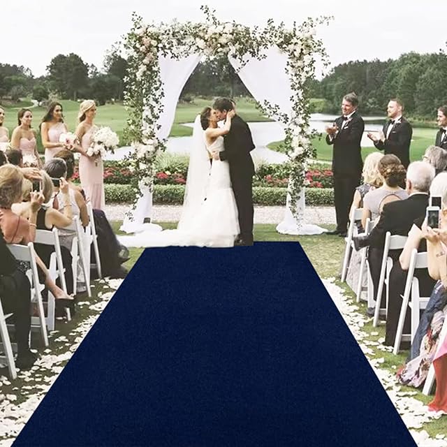 MODFUNS Navy Blue Aisle Runners for Wedding Outdoor Velvet Aisle Decoration for Wedding 2FTx15FT Aisle Wedding Rug for Party with Carpet Tapes Navy Runway Carpet for Wedding Church Ceremony Prom Rug