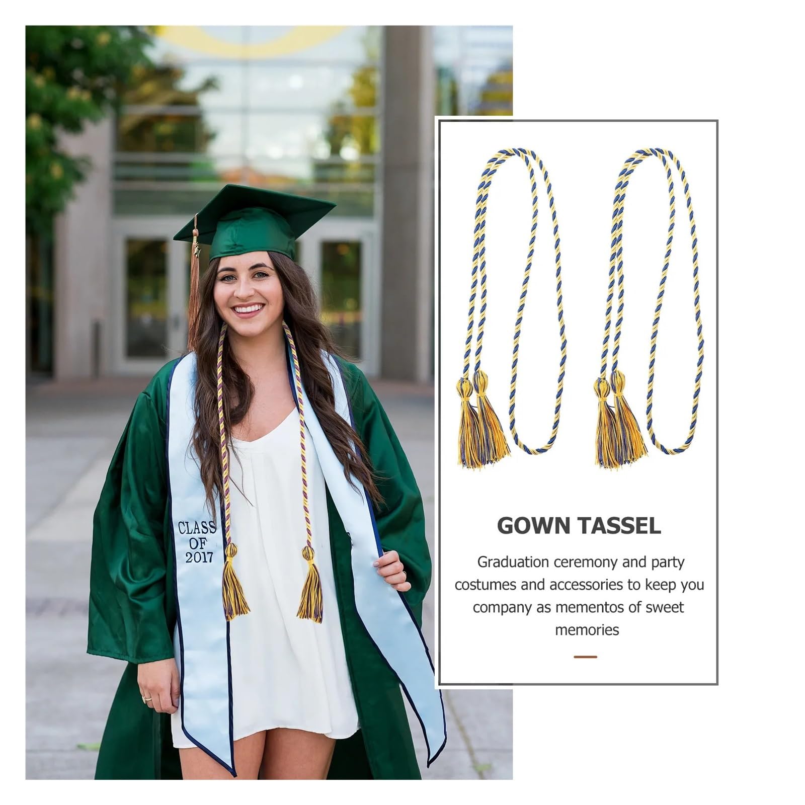 Cordón de graduación trenzado con borlas, 10 piezas para decoración de