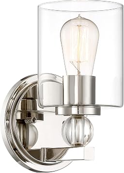 Minka Lavery 3071-613 Studio 5 Vanity Bath Light, 1-Light, 60 Total Watts, 6-in H x 9.63-in W, Polished Nickel