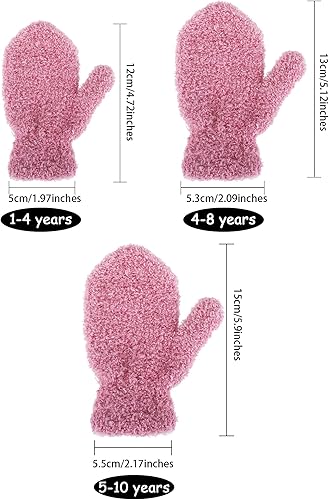 Miniatura 3 de Boao 5 pares de guantes de punto elásticos para niños pequeños, guantes cálidos de invierno para niños y niñas