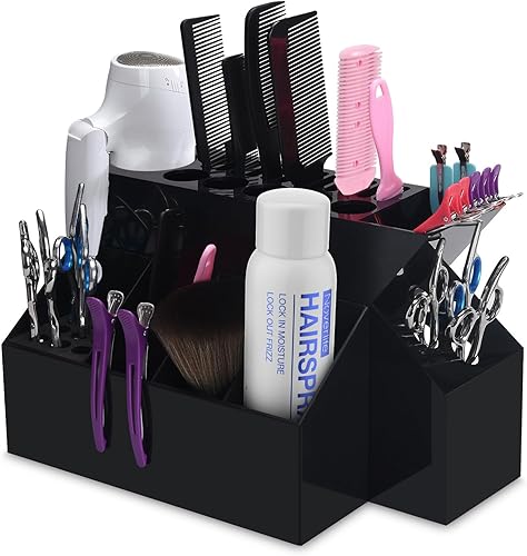 Noverlife Soporte para herramientas de peluquería, caja de almacenamiento grande desmontable multifuncional, clips de peines de peluquería,