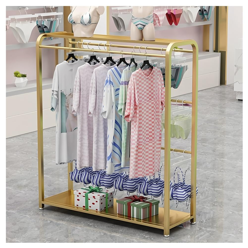 Scaffali Appendiabiti In Metallo Per Negozi Di Abbigliamento, Espositore Da Pavimento Per Biancheria Intima, Sciarpe, Mutandine, Calze, Pantofole E Pantaloncini, Facile Da Installare, Bianco - 120X40