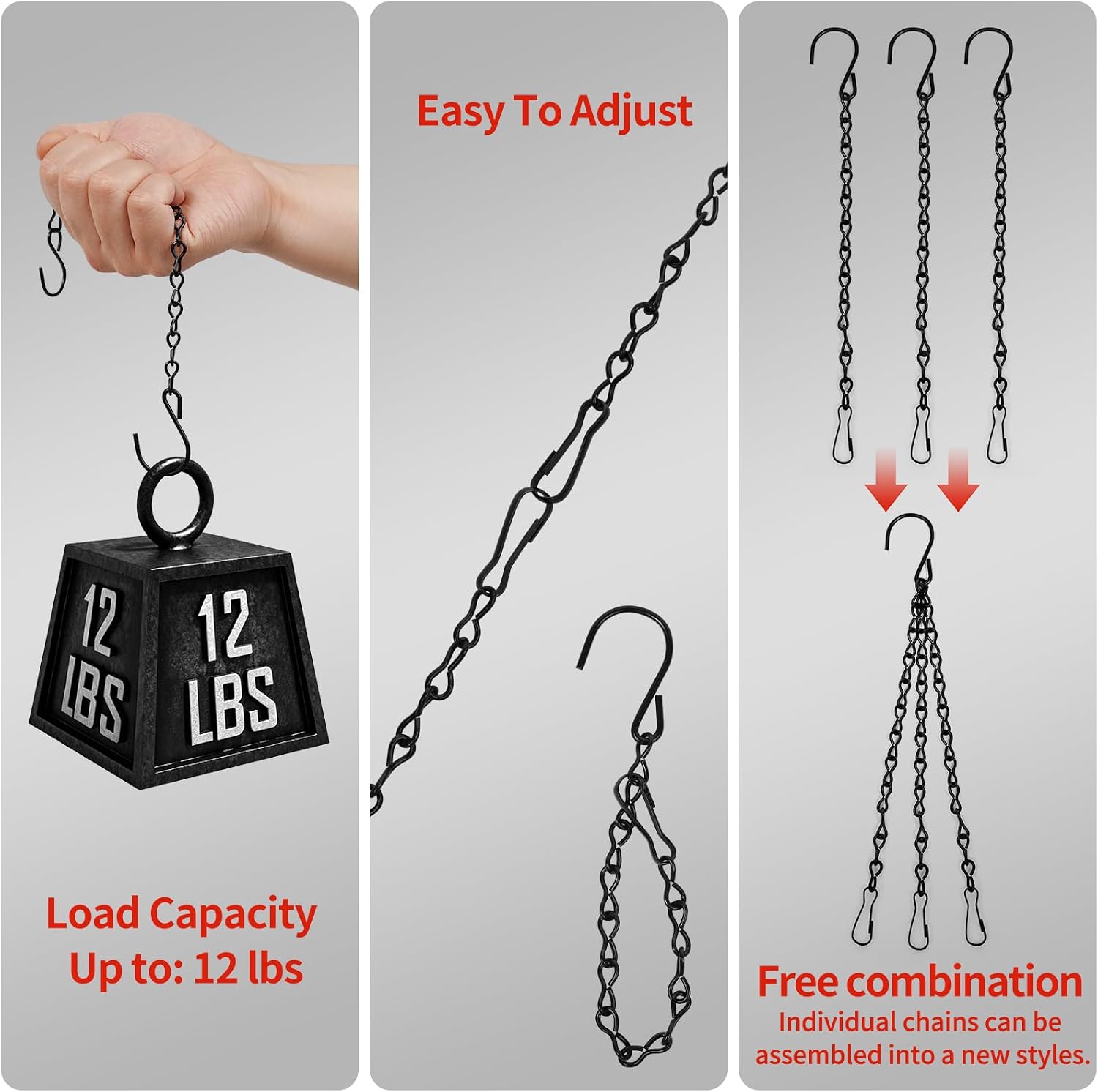 10pcs Hanging Chain for Bird Feeders, Planters, Lanterns and Ornaments (Black,9.5 Inch) Garden Plant Hangers for Billboards, Chalkboards, Basket, Planters Wind Chimes