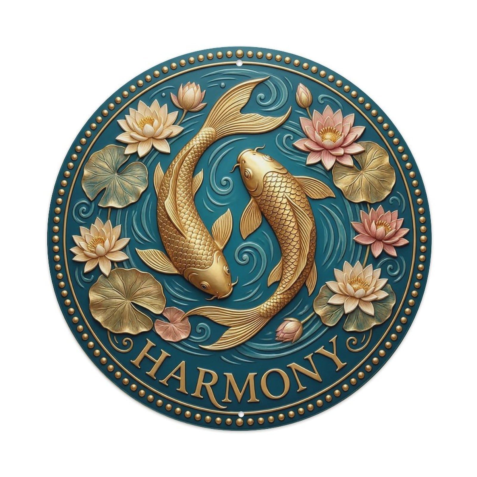 Vintage Namaste Koi Fish Harmony Flower Zen Yoga Metal Tin Sign