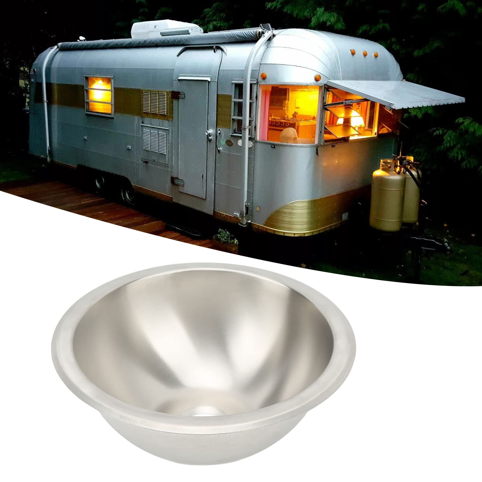 Évier de Cuisine Caravane évier de Bateau Rond en Fil d'acier Inoxydable pour Remplacement