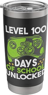 100 Days Of School Unlocked Video Gamer Student Teacher Stainless Steel Insulated Tumbler