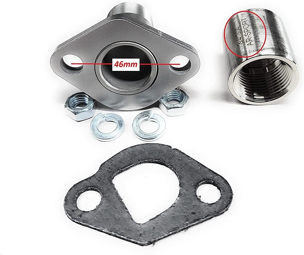 EXHAUST ADAPTER FOR: PREDATOR 212cc HARBOR FREIGHT NPT 3/4 MALE THREADED + SS NPT FEMALE COUPLING, GENERATOR, GOKART MINI BIKES, STAINLESS STEEL 304, GX160, GX 200