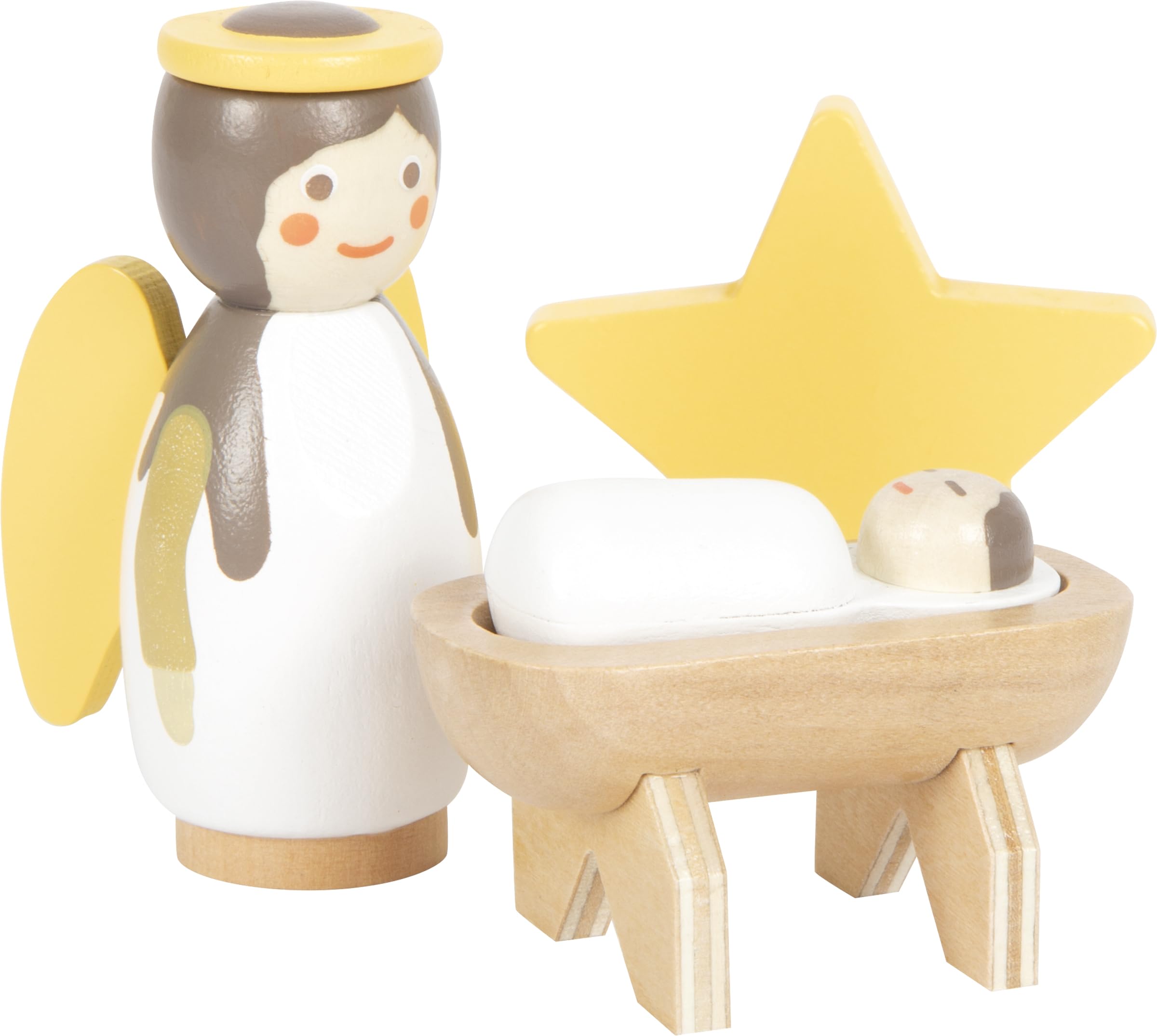 small foot Weihnachtskrippe aus Holz, 18-teiliges Spielset für Kinder, kindgerechte Weihnachtsdekoration mit Figuren und Tieren, 12356