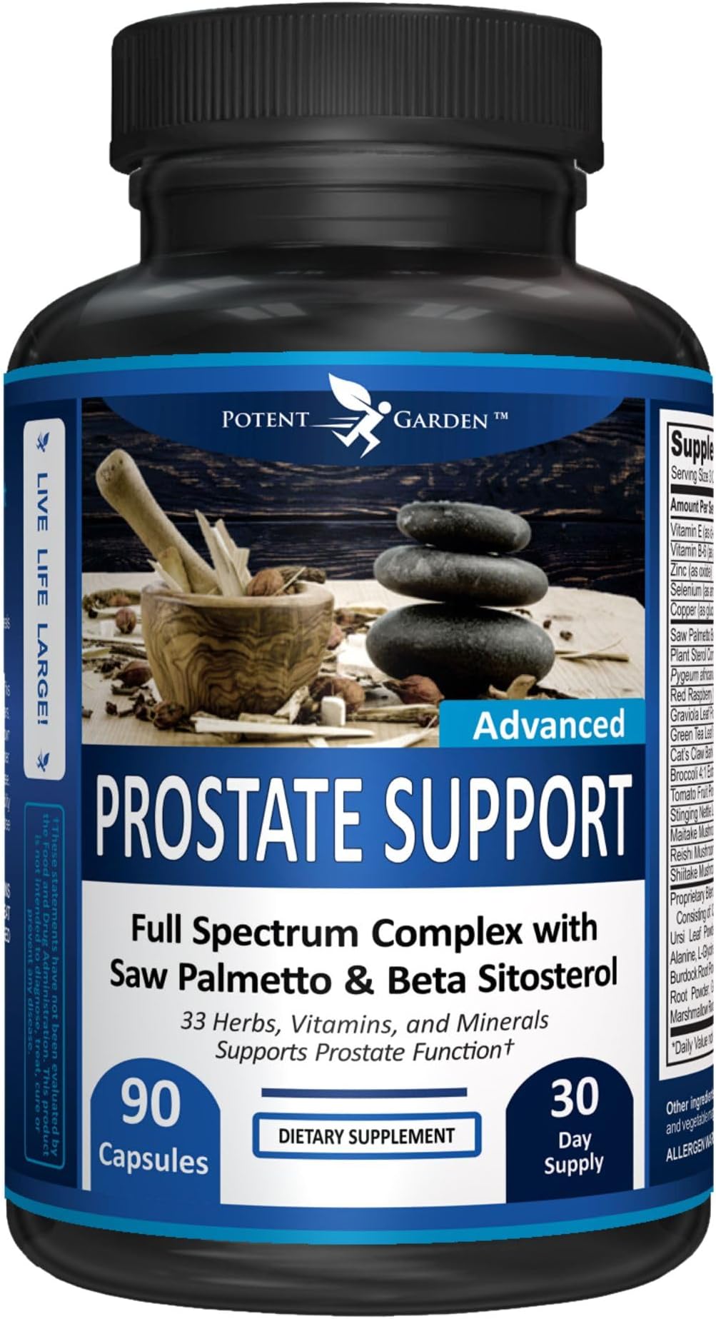 Potent Garden Prostate Support Supplement for Men with Beta Sitosterol & Saw Palmetto, Advanced Prostate Health Complex, Supports Urinary Flow & Bladder Function, 90 Capsules