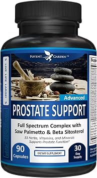 Potent Garden Prostate Support Supplement for Men with Beta Sitosterol & Saw Palmetto, Advanced Prostate Health Complex, Supports Urinary Flow & Bladder Function, 90 Capsules
