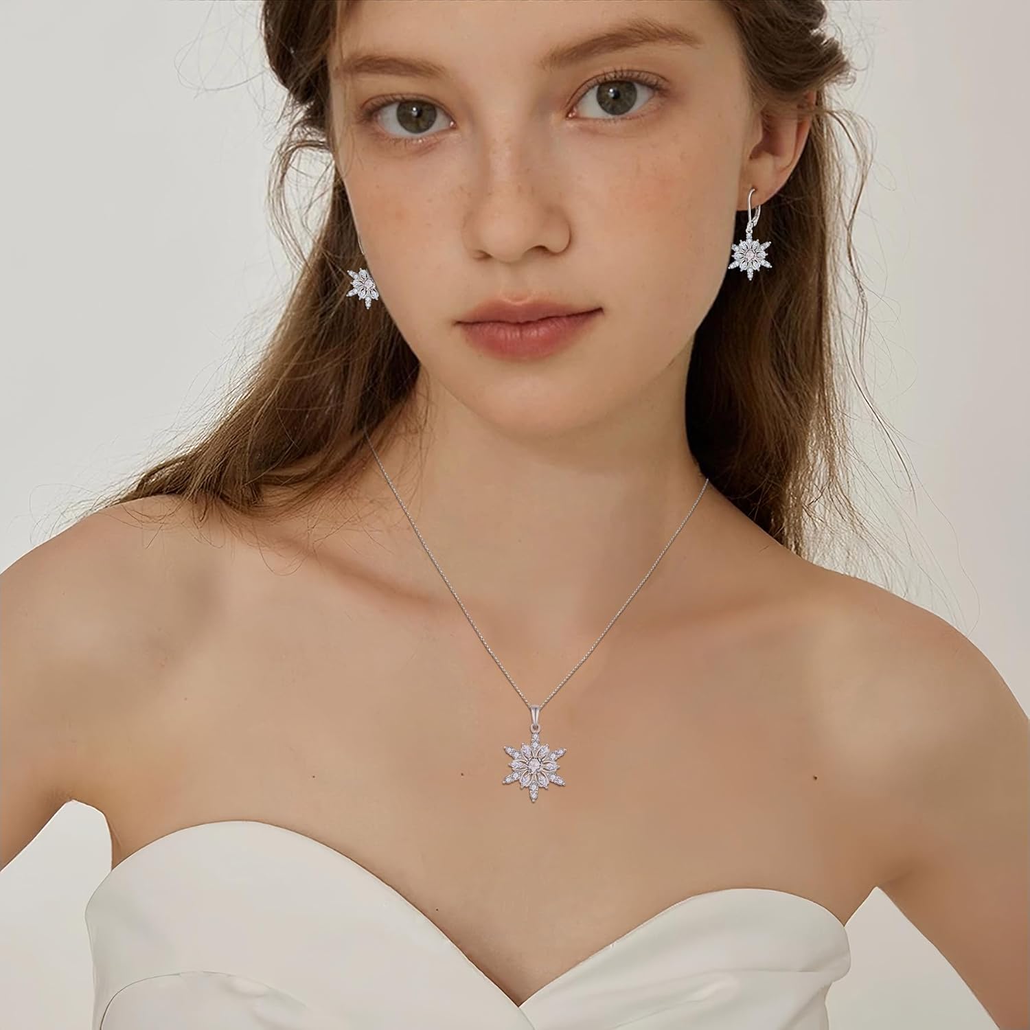 Snowflake Necklace for Women 925 Sterling Silver Christmas Pednant Necklace Birthstone Jewelry Gifts for Her - Image 2