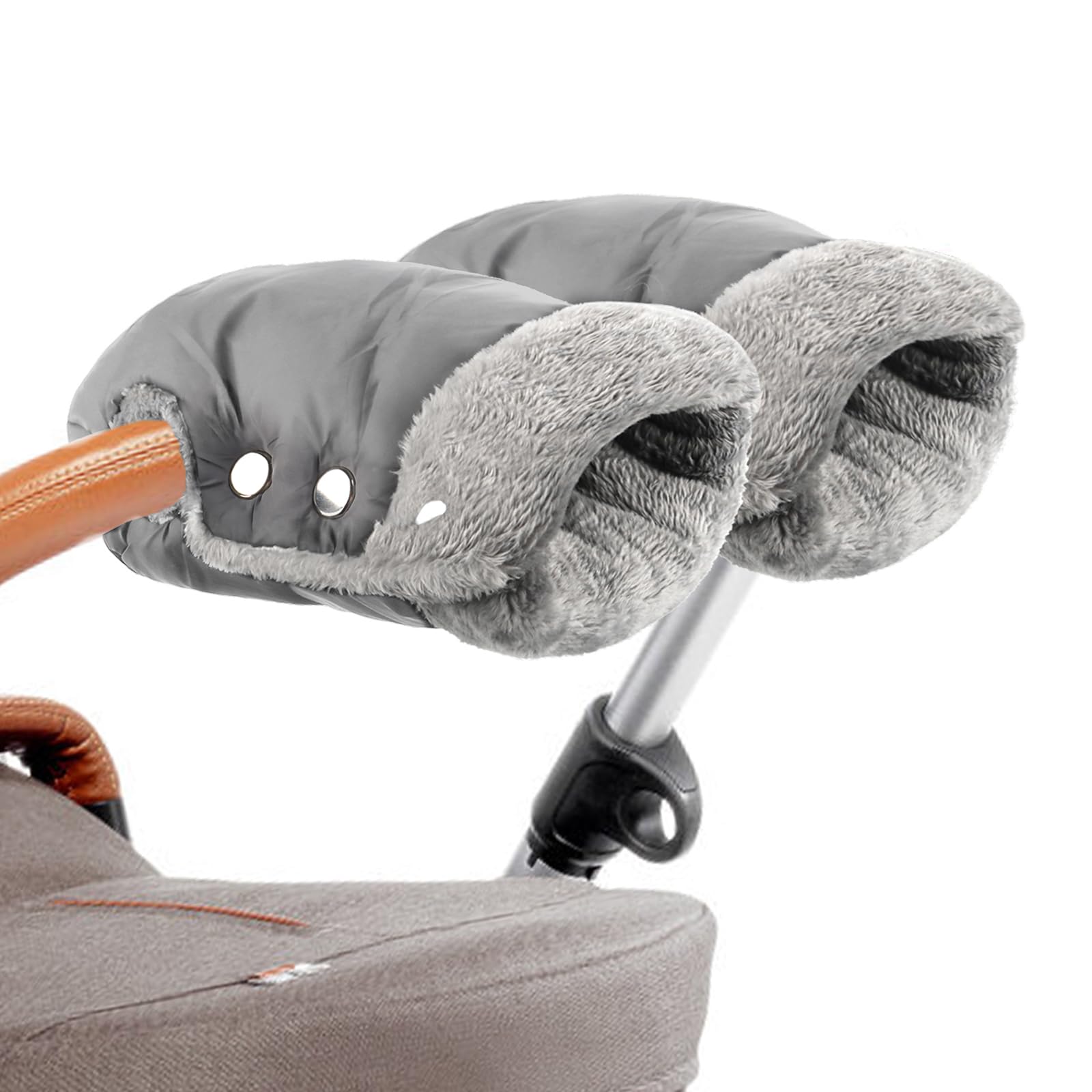 FENYW Hand Warmer Pram Gloves Hand Muff, Pram Gloves with Fleece and Cotton, Breathable, Waterproof, Windproof, Universal Size for Pushchairs, Buggies, Bike Trailers, Black/Grey