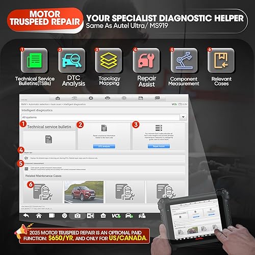 Miniatura 3 de Autel Scanner MaxiSys MS909 Intelligent Scan Tool, 2025 Motor TruSpeed Same as MSUltra Ultra S2 MS919, TSB, Topology 2.0, Up of Elite 2 PRO MS908S