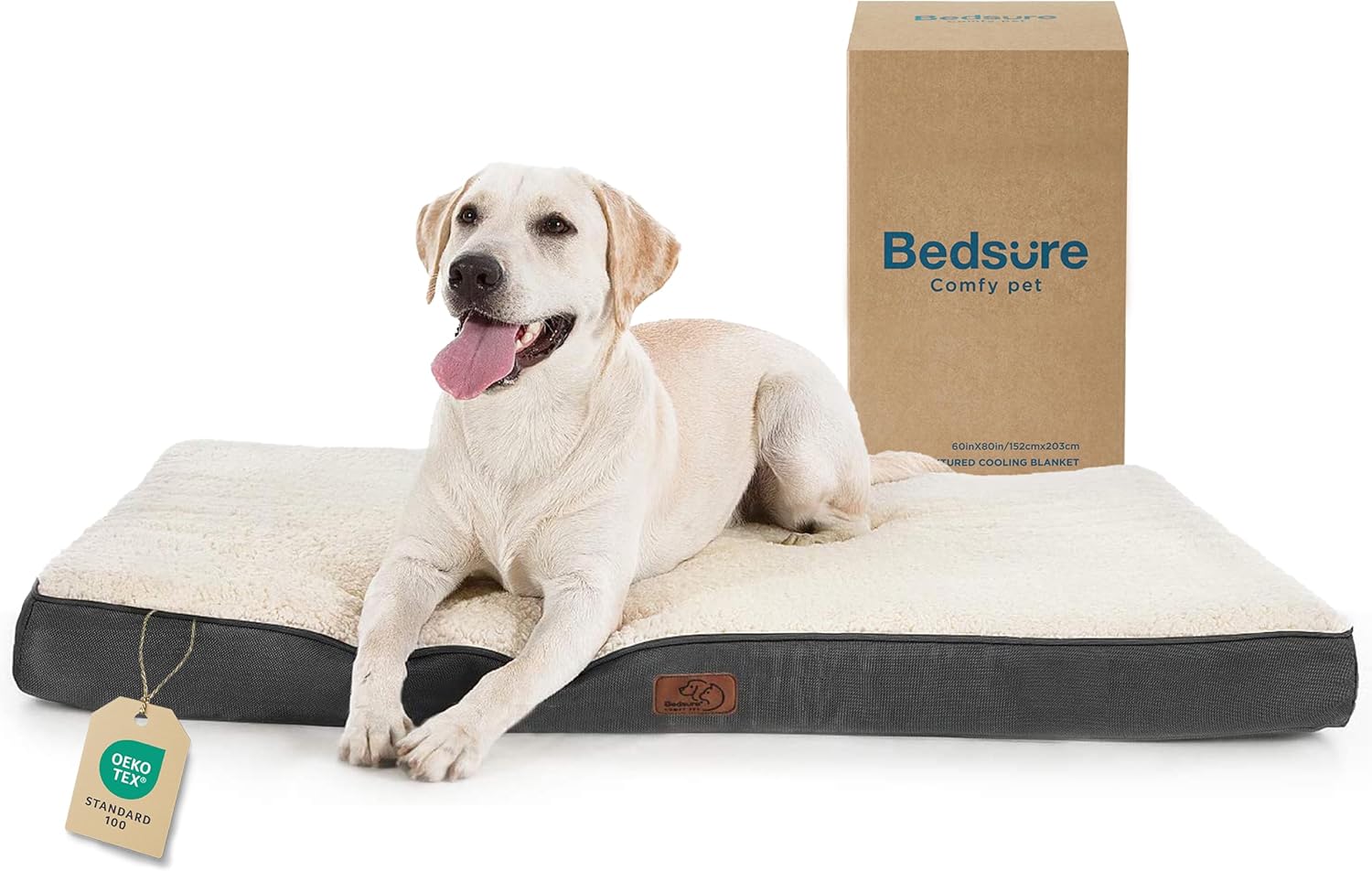 Bedsure Dog Beds Large Sized Dog – Orthopedic Flat Pet Beds with Removable Washable Cover, Egg Crate Foam Puppy Mat, Suitable for Pet Up to 65 lbs