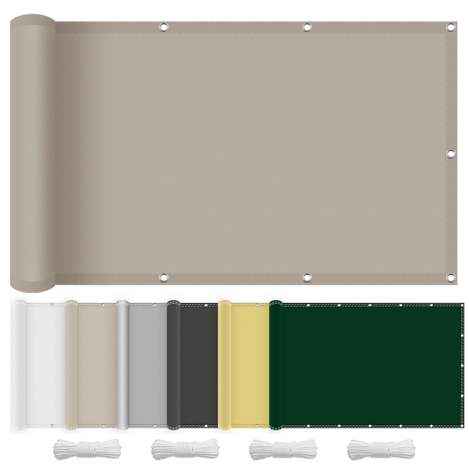 Voile d'ombrage taupe 100x600 cm imperméable et coupe-vent pour jardin