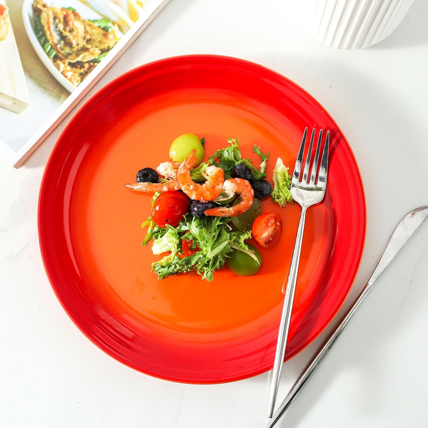 Hasense Ceramic Dinner Plates Set of 2, Large 10 Inch Porcelain Dinnerware Dishes, Salad Serving Plates, Premium Stoneware for Pasta, Steak, Salad, and Side Dishes, Perfect for Family, Gradient Orange
