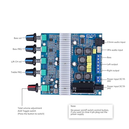Miniatura 4 de Subwoofer Amplifier Board 2.1 Channel High Power Bluetooth 4.2 Digital Power Amplifier Board 1224V TPA3116D2