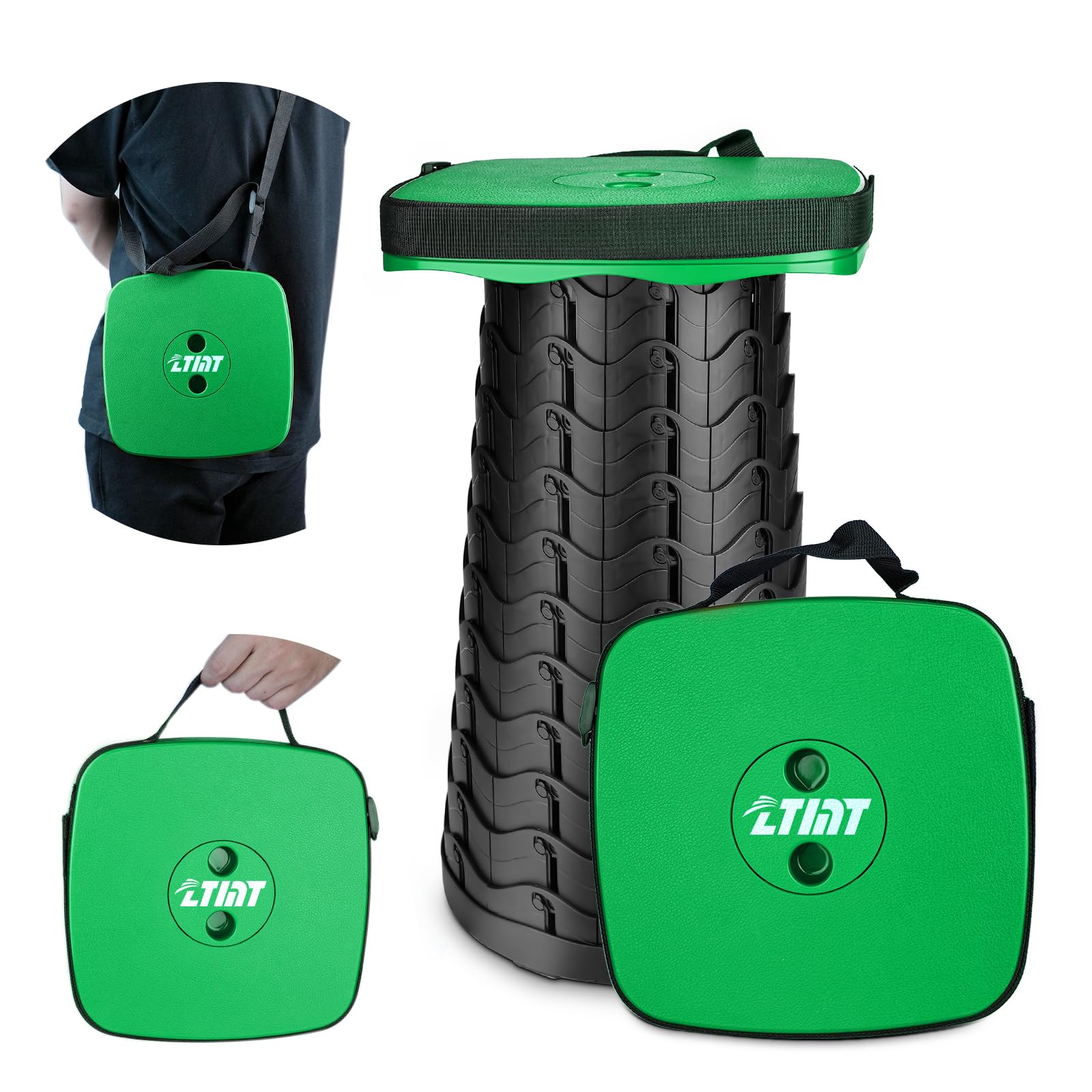 Upgraded Folding Stool - 485lbs Load Capacity,Telescopic Stool,Portable Collapsible Seat for Camping,Fishing,Hiking,Travel