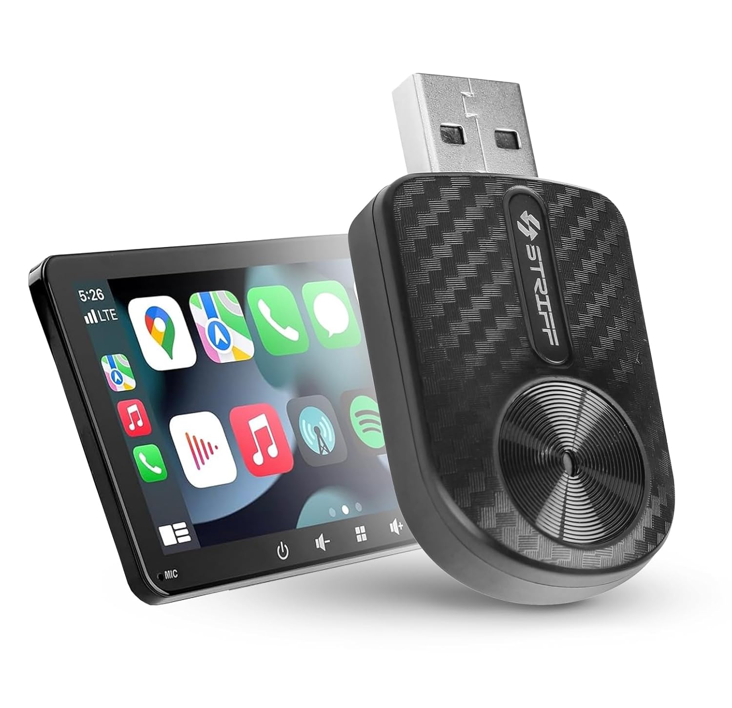 STRIFF 2-in-1 Wireless Carplay Receiver, Converts Wired Android Auto & CarPlay to Wireless, USB A & Type C, Note: Only for Already OEM Installed Android Auto/Carplay, Bluetooth V5.4 (Black)