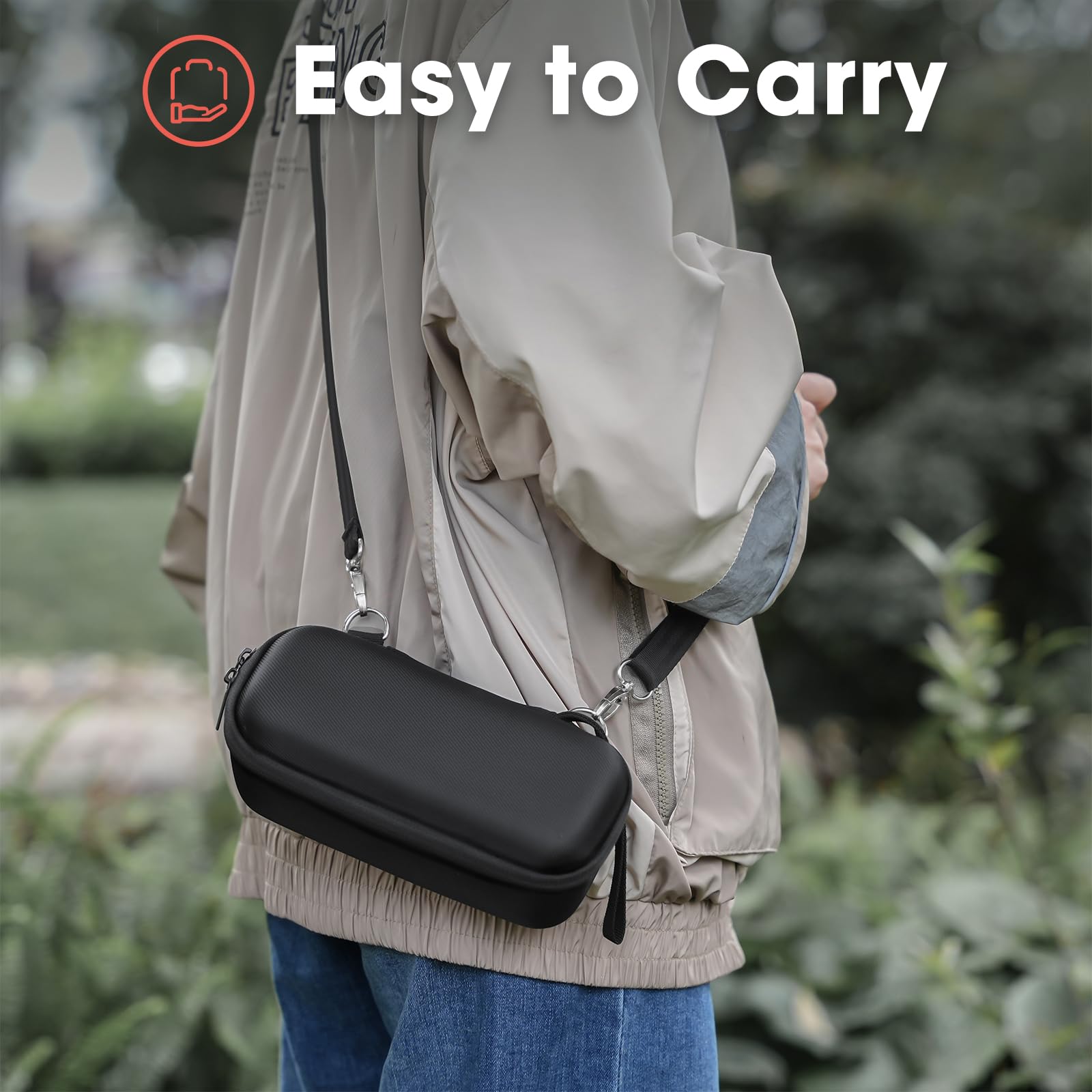 ProCase Custodia da Trasporto per JBL Flip 7/JBL Tuner 2, Duro Custodia da Viaggio Protettiva Impermeabile con Tracolla per Flip 7/6/5 Speaker Bluetooth -Nero(Solo Caso)